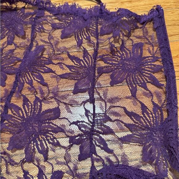 Vintage Victorias Secret Gold Label Back Zip Satin purple Teddy with Bow Large L - Picture 8 of 8